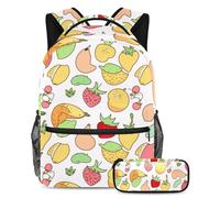 Upgrade Their Backpack Game, Set di 2 zaini per bambini con zaino e astuccio, borsa da viaggio di grande capacità per ragazzi, ragazze e adolescenti, motivo frutta colorata, Multicolore,