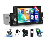 [Upgrade Wireless] SIXWIN Autoradio Bluetooth 1 Din con Carplay Android Auto, 5.9 Pollici HD Touchscreen Schermo con Controllo del Volante/Bluetooth5.0/Mirror Link/USB/Type-C/FM/EQ+Telecamera