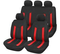 Upgrade4cars Coprisedili Auto Universale Nero Rosso | Set Copri-sedile Universali per Anteriori e Posteriori