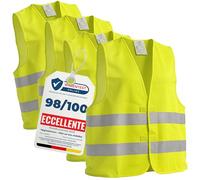 Upgrade4cars Giubbotto Catarifrangente Auto Omologato Secondo EN ISO 20471Valido in Tutta Europa 4 Pezzi | Gilet di Sicurezza Riflettente Alta visibilità per Adulti Giallo