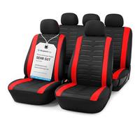 Upgrade4cars Set Coprisedili Universale Versione 2026 | Coperture per Anteriore e Sedile Posteriore in Rosso | Accessori Interno Auto Decorazione