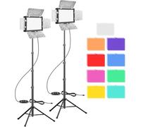 Upgraded 2 Pcs Video Licht, EMART Luce Video con Barndoor e 9 Filtri