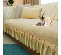 Upgraded Couch Covers - Copridivano di lusso for 1 2 3 4 posti Copridivano stile vintage classico con gonna 2024 Nuovo copridivano for tutte le stagioni Copridivano lavabile antiscivolo(Beige,(80+18)*