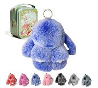 Upgraded Handmade Soft Bunny Charms, Bunny Keychain with Tin, Easter Cute Bunny Plush Keychain for Keys, Bags & Backpacks (#B)