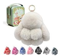 Upgraded Handmade Soft Bunny Charms, Bunny Keychain with Tin, Easter Cute Bunny Plush Keychain for Keys, Bags & Backpacks (#D)