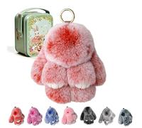 Upgraded Handmade Soft Bunny Charms, Bunny Keychain with Tin, Easter Cute Bunny Plush Keychain for Keys, Bags & Backpacks (#C)