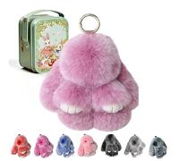 Upgraded Handmade Soft Bunny Charms, Bunny Keychain with Tin, Easter Cute Bunny Plush Keychain for Keys, Bags & Backpacks (#E)