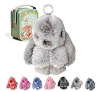Upgraded Handmade Soft Bunny Charms, Bunny Keychain with Tin, Easter Cute Bunny Plush Keychain for Keys, Bags & Backpacks (#F)