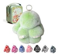 Upgraded Handmade Soft Bunny Charms, Bunny Keychain with Tin, Easter Cute Bunny Plush Keychain for Keys, Bags & Backpacks (#G)