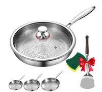 Upgraded Siraats Titanium Hammered Pan, Pot With Lid 10/11/12in Non Stick Titanium Skillet, Scratch-Resistant Multifunctional Durable Safety Frying Pan, Compatible With All Cooktops(L:11in/28cm)