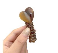 Upgraded Spiral Hair Ties for Women - Damage-Free Soft Elastic Telephone Cord Ponytail Holder, Wrinkle-Free No-Dent Coil (Brown heart-shaped)