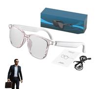 Upgraded Wireless Bluetooth Smart Ai Translation Glasses, Lenskey Ai Translation Glasses, 144 Language Real-Time Glassess Headset With Music Player & Hands-Free Calls For Men & Women (White)