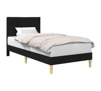Upholstered Bed Frame with Headboard Black 80 x 200 cm Fabric, Modern Single Bed Stable Plywood Structure with Elegant Turned Legs Easy Assembly for Small Bedroom Guest Room Comfortable Night Rest