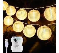 Uping Catena Luminosa Esterno Luci Led a Batteria/USB Lucine Led Decorative Interni 30 Lanterne 5,8M Decorazioni Balcone Giardino Camera da Letto (Bianco Caldo)