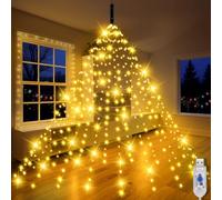 Uping Luci Albero di Natale a Cascata 400 Led 2mx20 Fili Mantello Luci Natale Esterno Interno Bianco Caldo con USB Decorazioni Natalizie