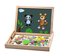 Uping Puzzle Magnetico di Legno Lavagna Magnetica Puzzle per Bambini 3 4 5 Anni Apprendimento Educativo (100 Pezzi, Animali)