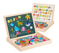 Uping Puzzle Magnetico Legno 130 Pezzi con Lavagna a Double Face per Bambini 3 Anni+