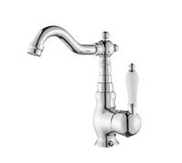 UPKHZF Miscelatore Bagno Vintage Monocomando Ottone Cromato, Rubinetto Per Lavabo Girevole A 360°, Regolazione A Caldo E Freddo, Tecnologia Di Risparmio Idrico, Cartuccia A Dischi Ceramici Superiori