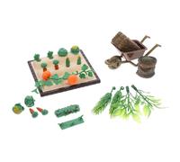 UPKOCH 1 set di attrezzi agricoli in miniatura, mini statuine di campo di verdure, carrello da giardino, di balle di fieno, casa delle bambole, accessori per la disposizione della scena della fattoria