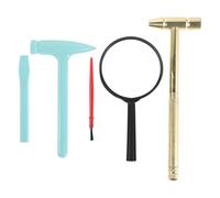 UPKOCH 1 set di strumenti per scavi archeologici: giocattoli per scavi scientifici per bambini - mini martello, scalpello, spazzola e lente d'ingrandimento per di campioni di rocce