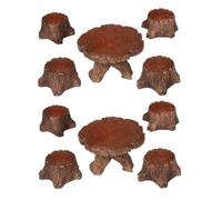 UPKOCH 10 Pezzi Tavolo e Sedie Miniature Forma Ceppi in Legno Decorazioni Paesaggio Micro delle Accessori Resistenti e Facili da