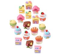UPKOCH 18pezzi Miniature Resin Cartoon House Ornaments Cute Dessert House Decor for Crafting and Accessories for Home and Party Decoration
