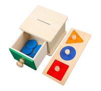 UPKOCH 2 Impostati Giochi Montessori in Legno per Box per Monete e Puzzle Geometrici Colorati Educativi per Sviluppo Cognitivo e Coordinazione Manuale Sicuri con Angoli Lisci per Ragazzo