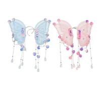 UPKOCH 2 paia di orecchini a farfalla per bambine - graziosi orecchini a bottone con nappe, pendenti a farfalla non perforanti per spettacoli teatrali, feste in maschera, cosplay, regalo di