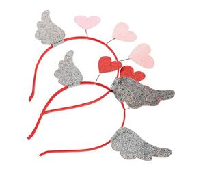 UPKOCH 2 Pezzi Fascia Capelli Cuore Rosso e Rosa con Tre Cuori Brillanti Accessori Romantici per Matrimoni Feste e Giorno degli Innamorati Look Romantico e Festivo