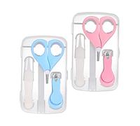 UPKOCH 2 Set Kit Manicure Per Ragazzo Ragazza Tagliaunghie Forbice Delicata e Pinzetta Arrotondata Custodia Inclusa Materiale Sicuro