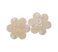 UPKOCH 2pezzi Segni Di Annuncio Di Nascita Per Decorazioni Legno Per Foto Di Crescita Mensile Con Design Floreale Annuncio Di Arrivo Del Bebè e Ricordi Speciali