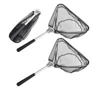 UPKOCH 3 Pezzi Rete da Pesca Pieghevole in Alluminio Mini Guadino Triangolare Resistente e Compatto per Pesca di Carpe Acquari e Gamberi Accessorio Portatile per Pescatori Outdoor