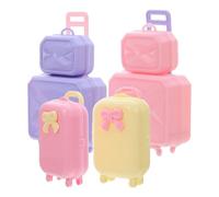 UPKOCH 4 Miniature Travel Suitcases For Dolls Plastic Mini Toy With Portable Handle Compact Organizer And Dollhouse Decor