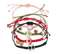 UPKOCH 4 pezzi Braccialetto Gattino in Ceramica Regolabile con Charm Gatto Accessorio Semplice e Versatile per Donne e Studenti Bracciale Fortunato in Corda Intrecciata 4 Pezzi Rosso