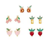 UPKOCH 5 paia Orecchini Perno Donna in Argento Tema Frutta Tropicale con Zirconi Design Creativo e Versatile per Stagione Calda e Feste