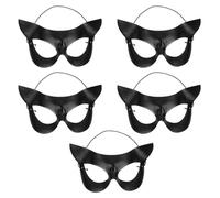 UPKOCH 5 pezzi Maschera Mezza Faccia Gatto Nera per Donne e Ragazze Leggera e Comoda per Feste di Carnevale Halloween e Balli in Maschera
