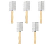 UPKOCH 5 Pezzi Pettini per Toelettatura Animali con Doppia Faccetta in Acciaio Inossidabile Manico in Legno Ergonomico Antistatico per Cani e Gatti Pettine per Districare e Rimuovere Pelo