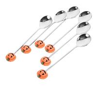 UPKOCH 6Pcs Cucchiaio Di Zucca Di Halloween Cucchiaini Caffè In Acciaio Inox Tè Dessert Cucchiai Di Gelato Cucchiai Di Agitazione Posate Di Halloween Utensili Per Marmellata Sali