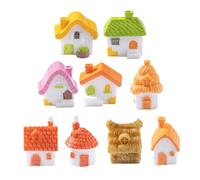 UPKOCH 9 Miniature Resin Thatched House Figurines Cute Vintage Fairy Village Statues For DIY Micro Landscape Plant Pots Terrariums Decoration