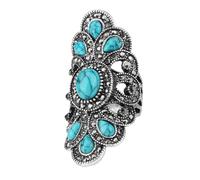 UPKOCH Anello Da Donna Chic Retrò Turchese Blu Naturale, Gioielli Da Dito Eleganti Per Uso Quotidiano e Feste, Design Creativo e Sicuro Per Pelle, Misura 10