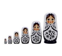 UPKOCH Bambole matrioska russe, 6 pezzi, set impilabile in legno, bambole matrioska, giocattolo fatto a mano, per bambini, adulti, compleanno, Natale, Halloween, decorazione per la casa