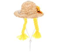 UPKOCH Cappello d'oca decorativo da veranda a forma di girasole con parrucca, piccolo cappello di paglia artigianale per prato, statua d'oca fai da te, mini berretto intrecciato per