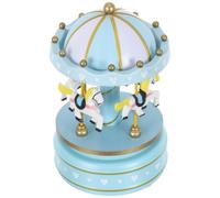 UPKOCH Carillon Giostra in Legno con Cavalli Mobili e Sollevabili, Scatola Musicale Rotante Decorativa per Compleanni e Ornamento Natalizio