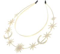 UPKOCH Cerchietto Doppio Strato in Metallo Oro Stelle e Mezzaluna, Accessorio da Sposa Elegante per Donne, per Matrimoni e Feste Rinascimentali