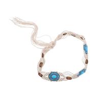UPKOCH Cintura da Donna Boho Intrecciata con Perle di Resina Turchesi Regolabile per Abiti Gonne e Jeans Elegante Fascia in Stile Etnico Bohemien