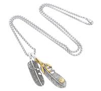 UPKOCH Collana da Uomo Ciondolo a Forma di Piuma Vintage in Lega Resistente, Design Unico Pendente a Pennacchio, Regalo per Occasioni Speciali e Compleanni