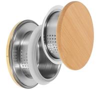 UPKOCH Coperchio in Acciaio Inox 304 per Brocca D’Acqua da Esterno, Set 2 Pezzi Coperchio in bambù Naturale, Guarnizione Antipolvere e Compatibile per Bollitori e Brocche da Campeggio