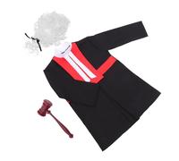 UPKOCH Costume Da Giudice Per Bambini 3 Pezzi Parrucca Costume Da Giudice Avvocato Martelletto Del Giudice Per Halloween Bomboniere Cosplay Del Giudice Vestirsi