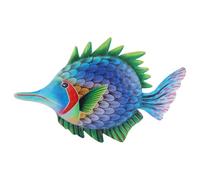 UPKOCH Decorazione da Parete a Forma di Pesce in Ferro Blu, Scultura Murale Artistica per Giardino e Bar, Decorazione Sospesa Accattivante e Resistente