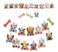 UPKOCH Decorazioni Compleanno Cani 27 Pezzi Set Striscioni Bandierine Carta e Stuzzicadenti per Torte Festa Animali Domestici Accessori Colorati per Feste e Amici